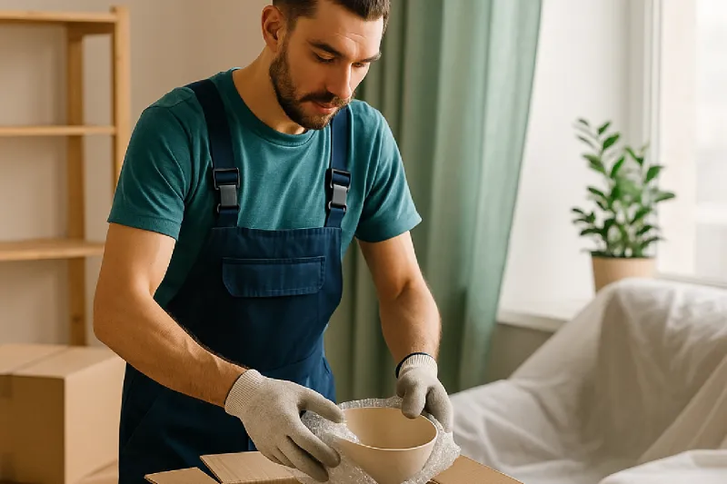 Sorgfältiges Verpacken von Gegenständen